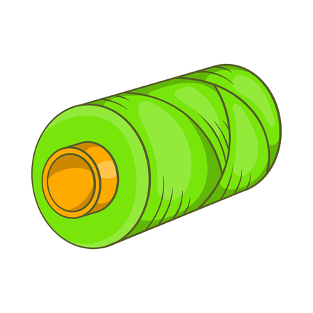 Green bobbin of thread icon in cartoon style isolated on white backgroundのイラスト素材