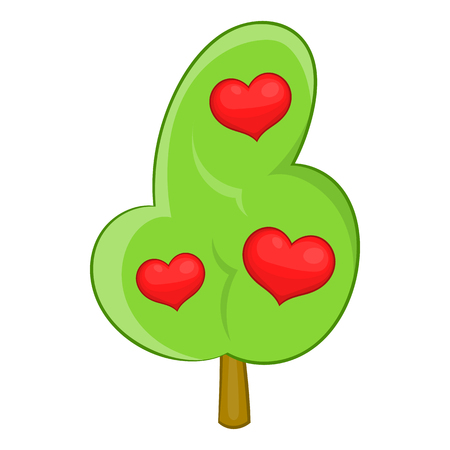 Abstract heart tree icon in cartoon style isolated on white backgroundのイラスト素材