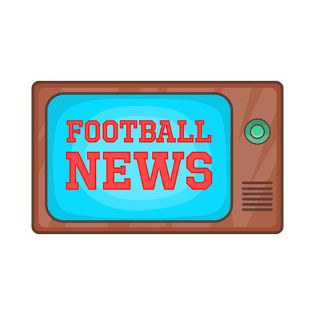 Football news on retro TV icon in cartoon style isolated on white background. Sport symbolのイラスト素材