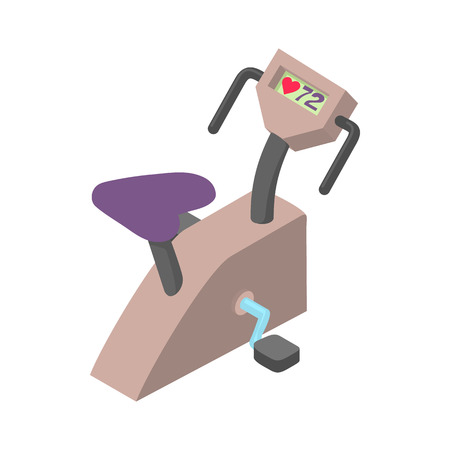 Exercise bike icon in cartoon style isolated on white background. Sport symbolのイラスト素材