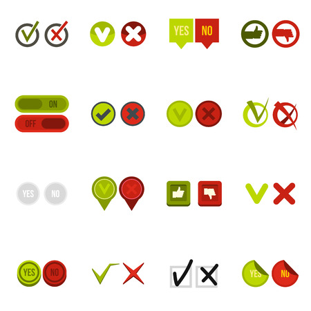 Check mark icons set in flat style. Yes and No set collection vector illustrationのイラスト素材