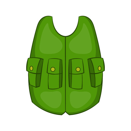 Green hunter vest icon in cartoon style on a white backgroundのイラスト素材