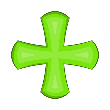 Green cross icon in cartoon style on a white backgroundのイラスト素材
