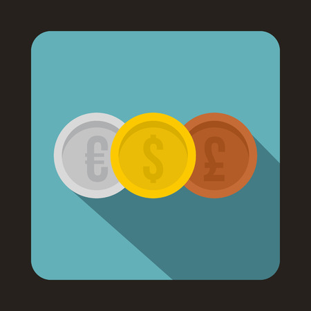 Coins money icon in flat style isolated with long shadowのイラスト素材