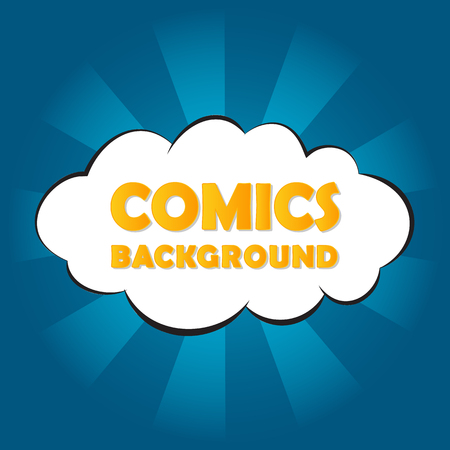 Abstract blue comics background with cloud and rays vector illustrationのイラスト素材