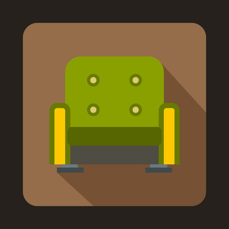 Green armchair icon in flat style on a coffee background vector illustrationのイラスト素材