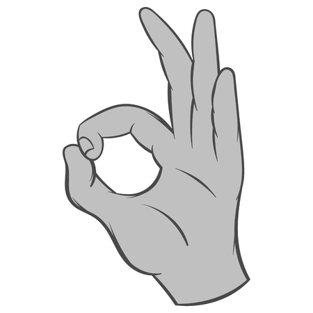 Gesture okay icon in black monochrome style isolated on white background. Gestural symbol. Vector illustrationのイラスト素材