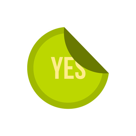 Green yes button icon in flat style isolated on white background. Click and choice symbol vector illustrationのイラスト素材