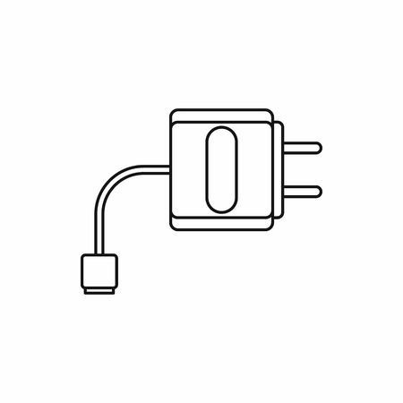 Electronic cigarette USB cable charge icon in outline style isolated on white background vector illustrationのイラスト素材