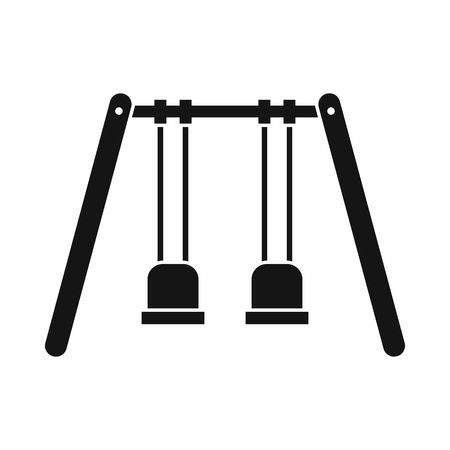 Wooden swings hanging on ropes icon in simple style isolated on white background vector illustrationのイラスト素材