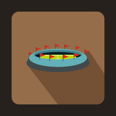 Football stadium icon in flat style with long shadow. Championship symbol vector illustrationのイラスト素材