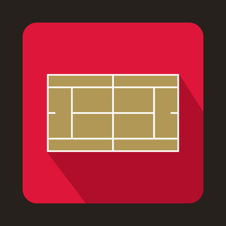 Tennis court icon in flat style with long shadow. Championship symbol vector illustrationのイラスト素材