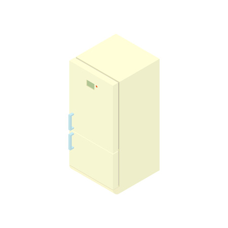 White refrigerator icon in cartoon style on a white background vector illustrationのイラスト素材