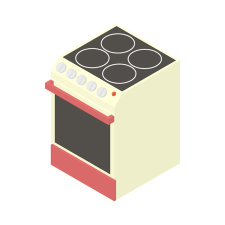 Modern electric cooker icon in cartoon style on a white background vector illustrationのイラスト素材