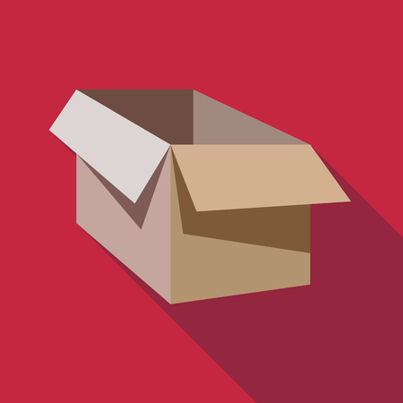 Cardboard box icon in flat style with long shadow. Packaging symbol vector illustrationのイラスト素材