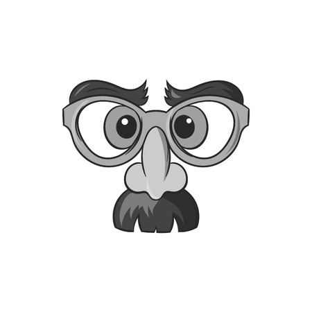 Face of magician icon in black monochrome style isolated on white background. Holiday symbol vector illustrationのイラスト素材