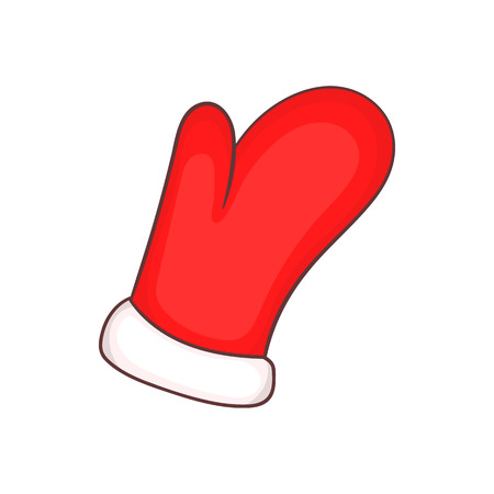 Knitted christmas mitten in cartoon style isolated on white background vector illustrationのイラスト素材