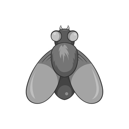 Fly icon in black monochrome style isolated on white background. Insects symbol vector illustrationのイラスト素材