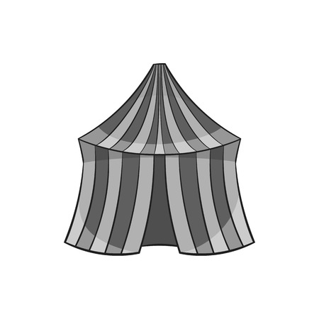 Circus tent icon in black monochrome style isolated on white background. Entertainment symbol vector illustrationのイラスト素材
