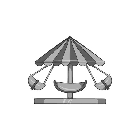 Childrens carousel icon in black monochrome style isolated on white background. Attraction symbol vector illustrationのイラスト素材