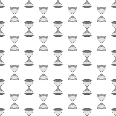 Hourglass seamless pattern on white background. Time design vector illustration