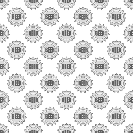 Cover beer seamless pattern on white background. Alcoholic beverage design vector illustrationのイラスト素材