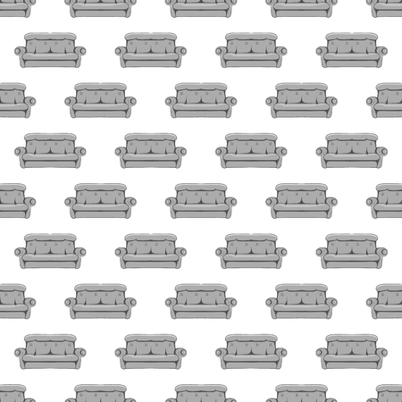 Sofa seamless pattern on white background. Furniture design vector illustrationのイラスト素材