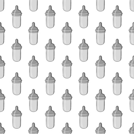 Bottle with nipple seamless pattern on white background. Child care design vector illustrationのイラスト素材