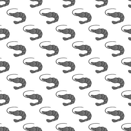 Shrimp seamless pattern on white background. Seafood design vector illustrationのイラスト素材