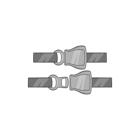 Seat belt icon in black monochrome style isolated on white background. Protection symbol vector illustrationのイラスト素材