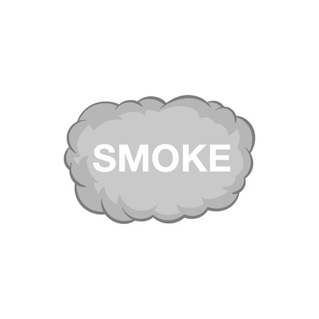 Cloud of smoke icon in black monochrome style isolated on white background. Pollution symbol vector illustrationのイラスト素材