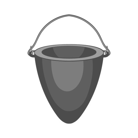 Fire bucket icon in black monochrome style isolated on white background. Equipment symbol vector illustrationのイラスト素材