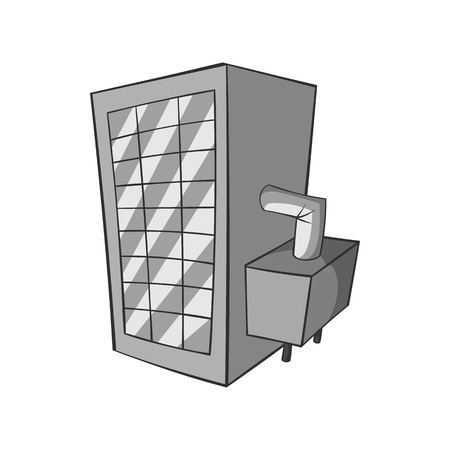 Machine spilling beer icon in black monochrome style isolated on white background. Production of beer symbol vector illustrationのイラスト素材