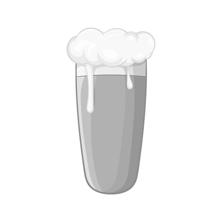 Glass of beer icon in black monochrome style isolated on white background. Alcoholic beverages symbol vector illustrationのイラスト素材