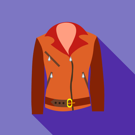 Women jacket icon in flat style isolated with long shadow vector illustrationのイラスト素材
