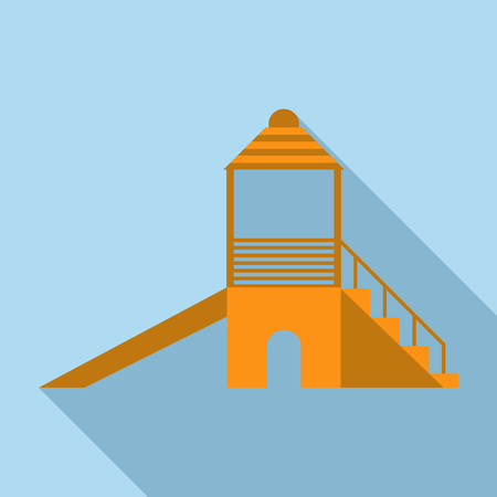 Children slide at a playground icon in flat style isolated with long shadow vector illustrationのイラスト素材