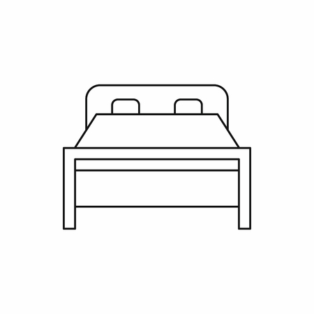 Double bed icon in outline style on a white background vector illustrationのイラスト素材