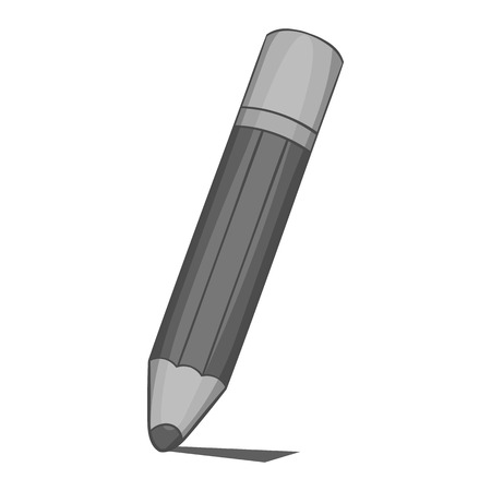 Pencil icon in black monochrome style isolated on white background. Drawing symbol vector illustrationのイラスト素材