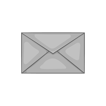 Envelope icon in black monochrome style isolated on white background. Send letters symbol vector illustrationのイラスト素材
