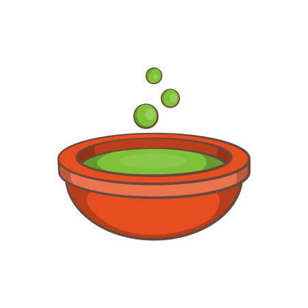 Halloween green potion and bubbles icon in cartoon style isolated on white background vector illustrationのイラスト素材