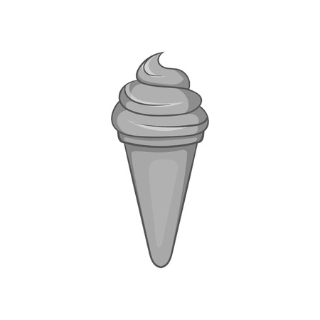 Ice cream icon in black monochrome style isolated on white background. Food symbol vector illustrationのイラスト素材