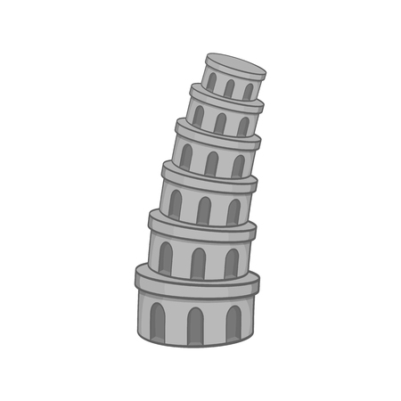Leaning tower of Pisa icon in black monochrome style isolated on white background. Landmark symbol vector illustrationのイラスト素材
