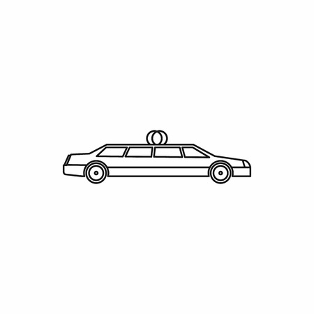 Wedding car icon in outline style isolated on white background vector illustrationのイラスト素材