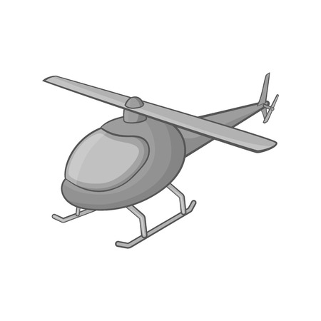 Helicopter icon in black monochrome style on a white background vector illustrationのイラスト素材
