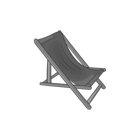 Beach chaise icon in black monochrome style on a white background vector illustrationのイラスト素材