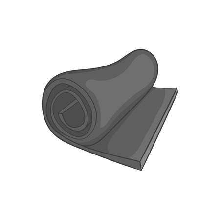 Rolled up tourist mat icon in black monochrome style on a white background vector illustrationのイラスト素材