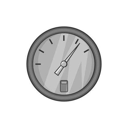 Speedometer icon in black monochrome style isolated on white background. Spare parts symbol vector illustrationのイラスト素材