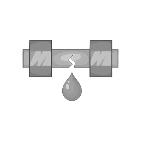 Breakthrough water pipe icon in black monochrome style isolated on white background. Plumbing symbol vector illustrationのイラスト素材