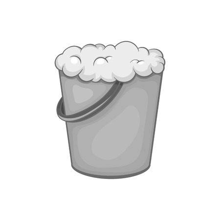 Bucket of foam icon in black monochrome style isolated on white background. House work symbol vector illustrationのイラスト素材