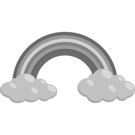 Clouds and rainbow icon in black monochrome style isolated on white background. Weather symbol vector illustrationのイラスト素材